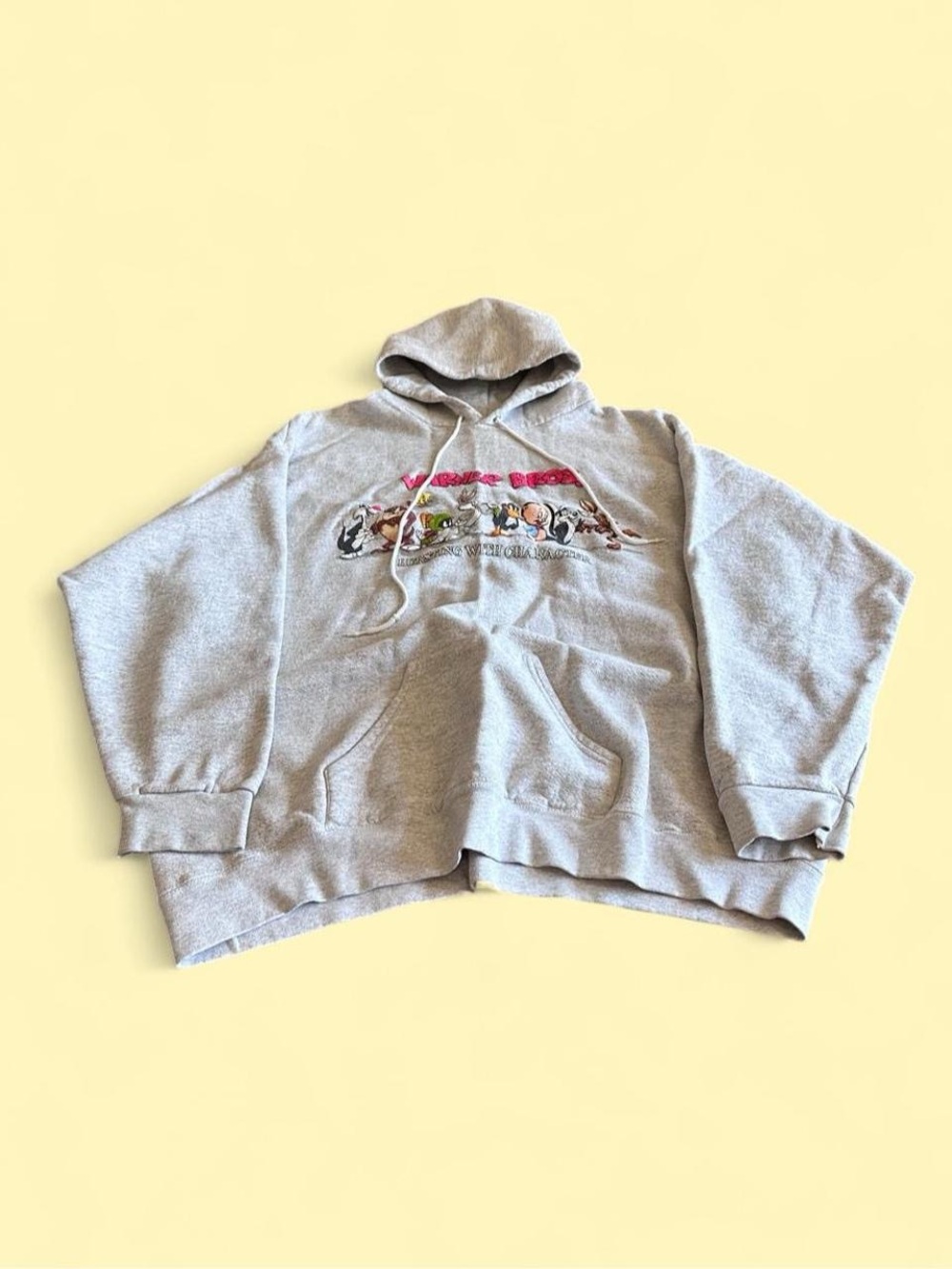 Vintage 90s Warner Bros Looney Tunes Hoodie Gray Graphic Men’s Large Oversized